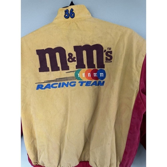 Vtg M&M NASCAR Racing Jacket JH Design Chase #36 Ernie Irvan Sz S-M Yellow Red‌‌ - Picture 9 of 16